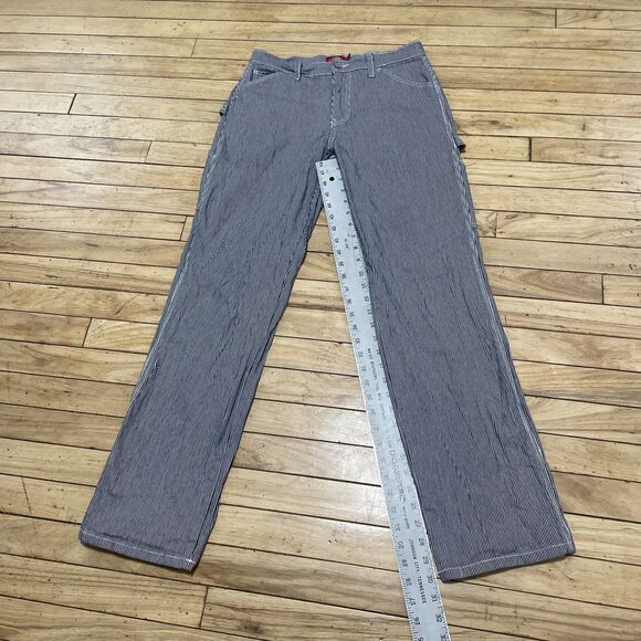 Dickies Hickory Stripe Carpenter Pants Women Juniors 5 27 Navy White Y2k Skate - Picture 8 of 16